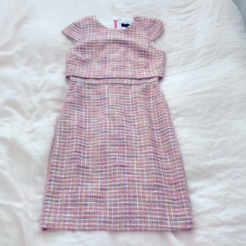NWT J.Crew Pink tweed work dress